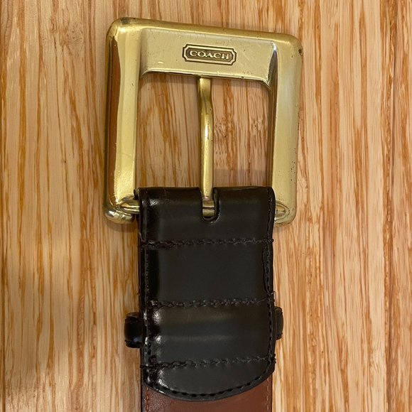 COACH Black Smooth Leather Belt with Square Brass Buckle (Size S) main image 6